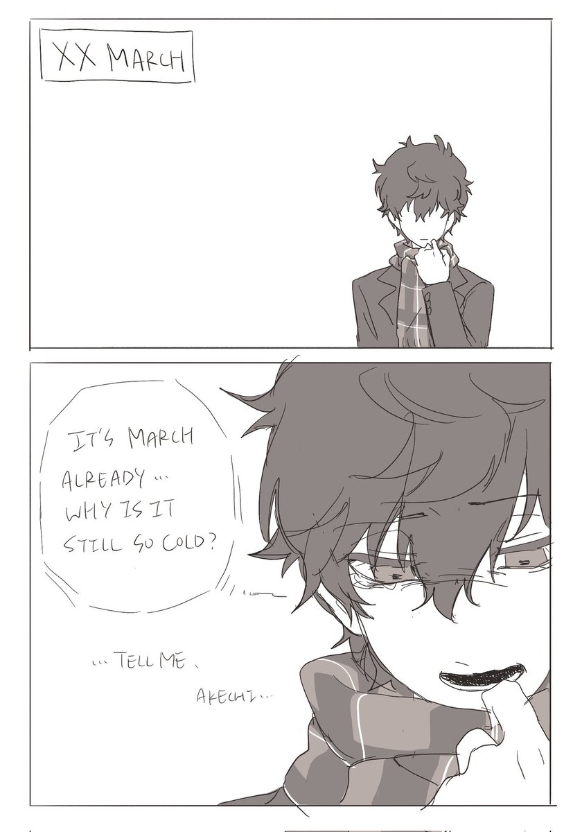 About lending his scaf. (A very sketchy comic) #Akeshu #明主
