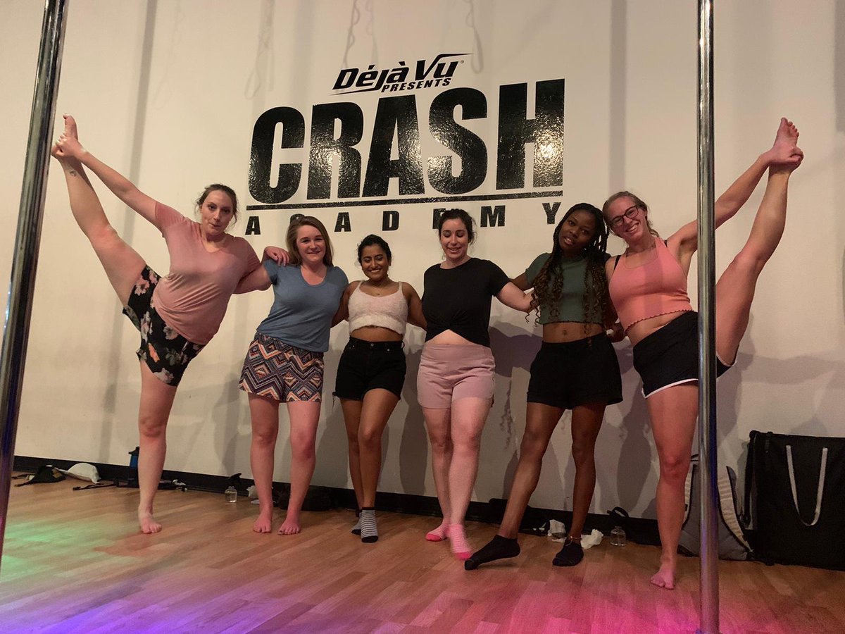 This is the most fun you can have working out with friends! 
.
.
.
 #GirlPower #polefitness #polestudio #GetFit #GroupFitness #PoleDancer #DejaVuLoveBoutique #MakingMemories #traindirty #strong #confident #goals #girlfriends #dejavu #CrashAcademy #LasVegas