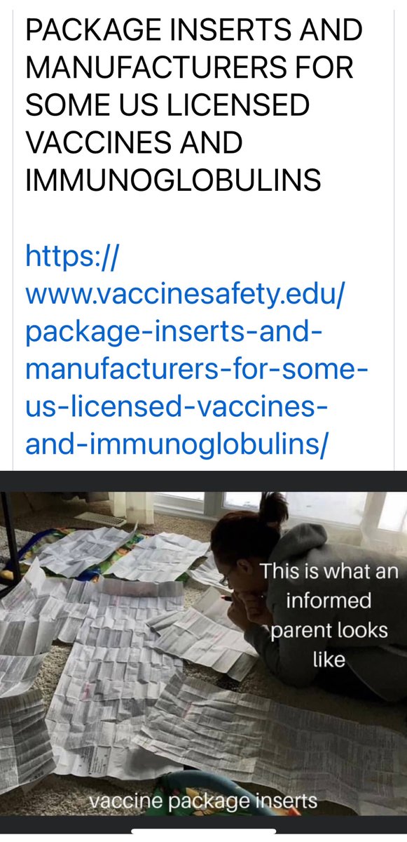 Informed parents read & study 💉 package inserts!  Especially when the medical procedure is irreversible.
#NoAccountability #NoRecourse #wellvisit

vaccinesafety.edu/package-insert…