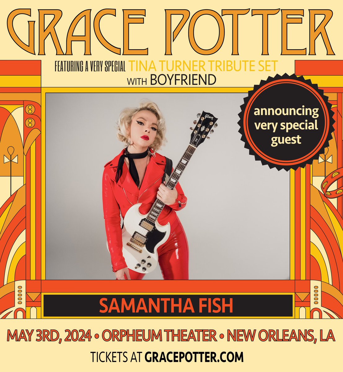 💥 Tonight! Samantha Fish pop-up!! Samantha joins @GracePotter tonight at the @orpheumnola New Orleans for a very special event. Be there! 🎫 Grab you tickets while you still can: orpheumnola.net/event/grace-po…