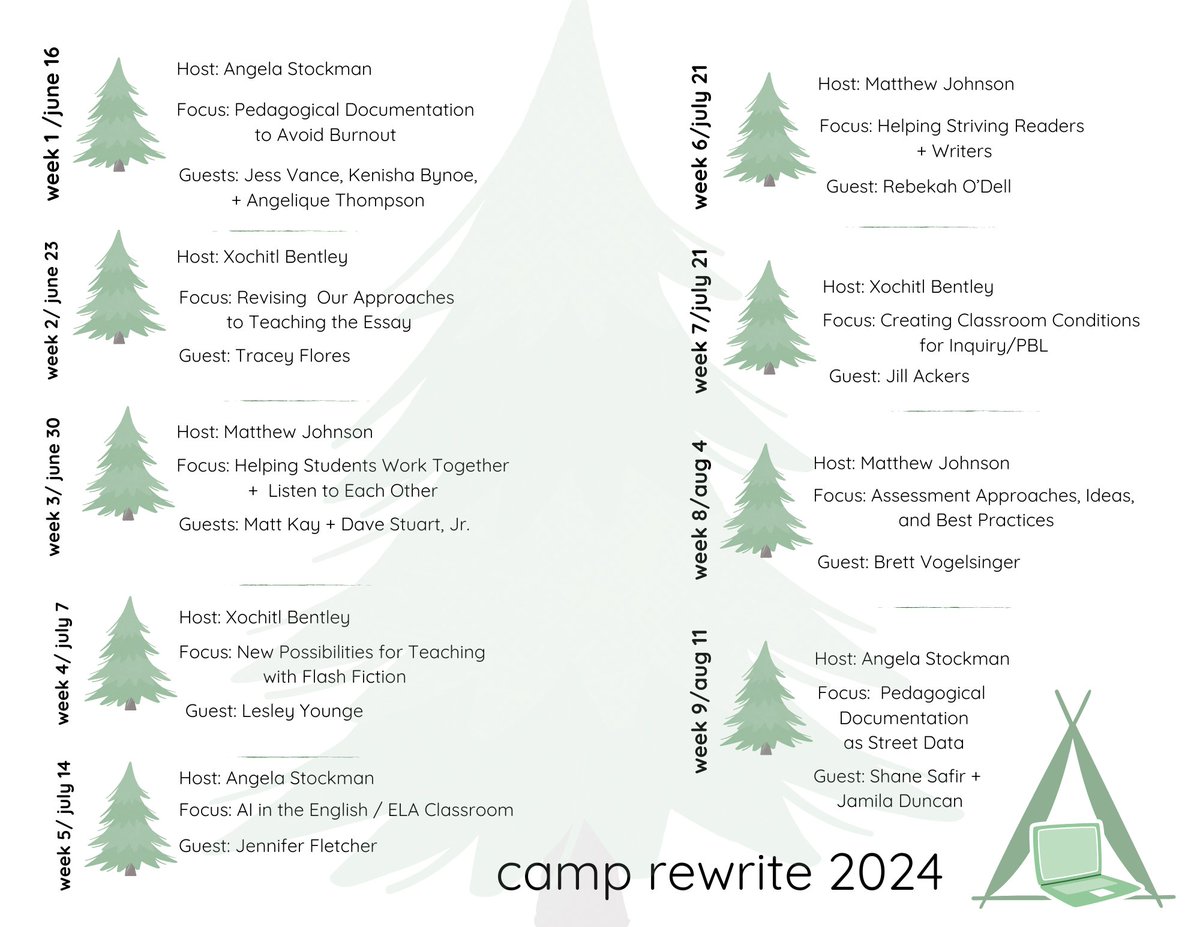 It's going to be another incredible summer at Camp Rewrite! Check out our summer schedule! open.substack.com/pub/camprewrit…
