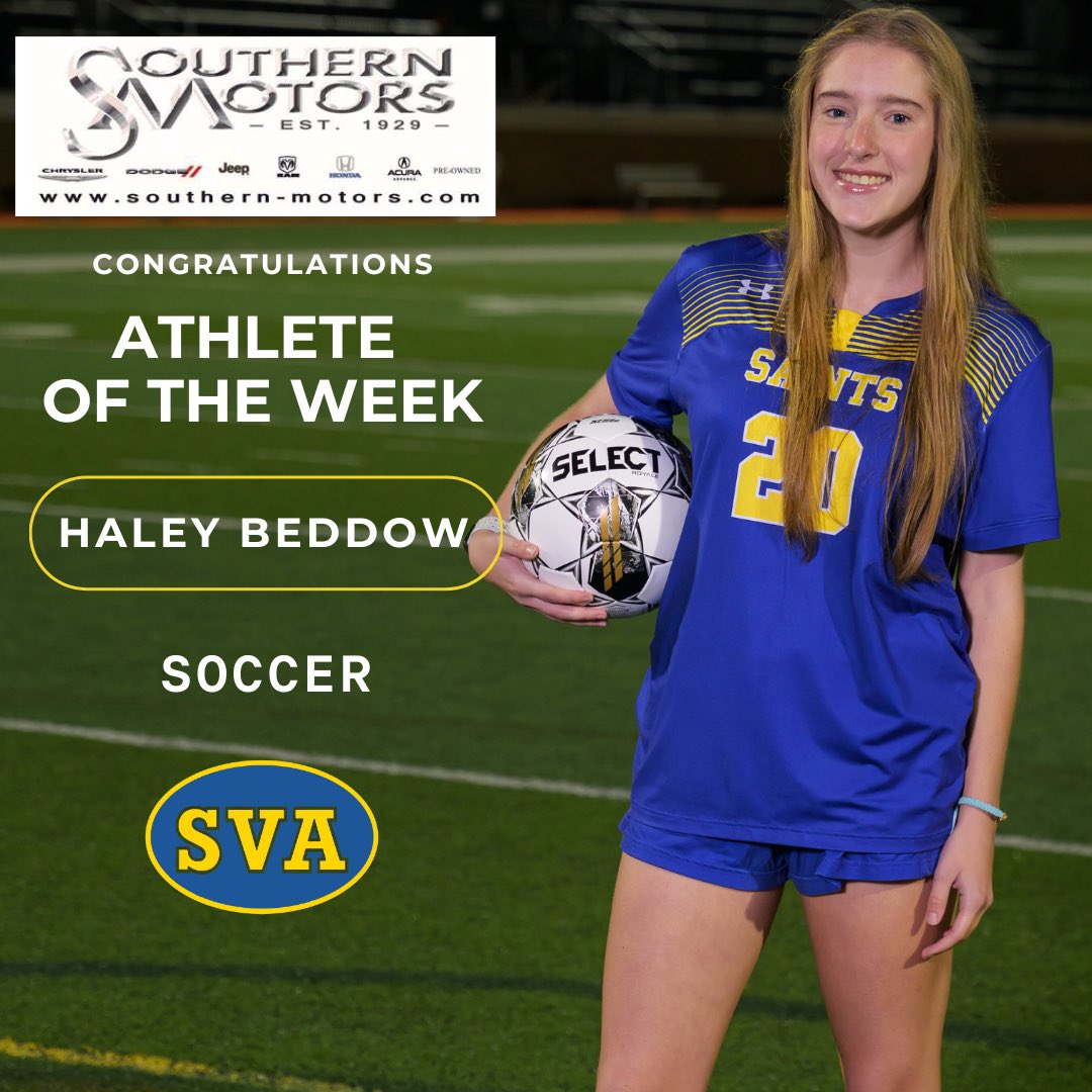 Congratulations to the Southern Motors Honda Athlete of the Week, Haley Beddow Haley helped her team on the back line win a sweet 16 match 2-0. “Haley is one of those athletes that you do not have to worry about. She is a leader on and off the field.” -Coach Stewart @SomoHonda