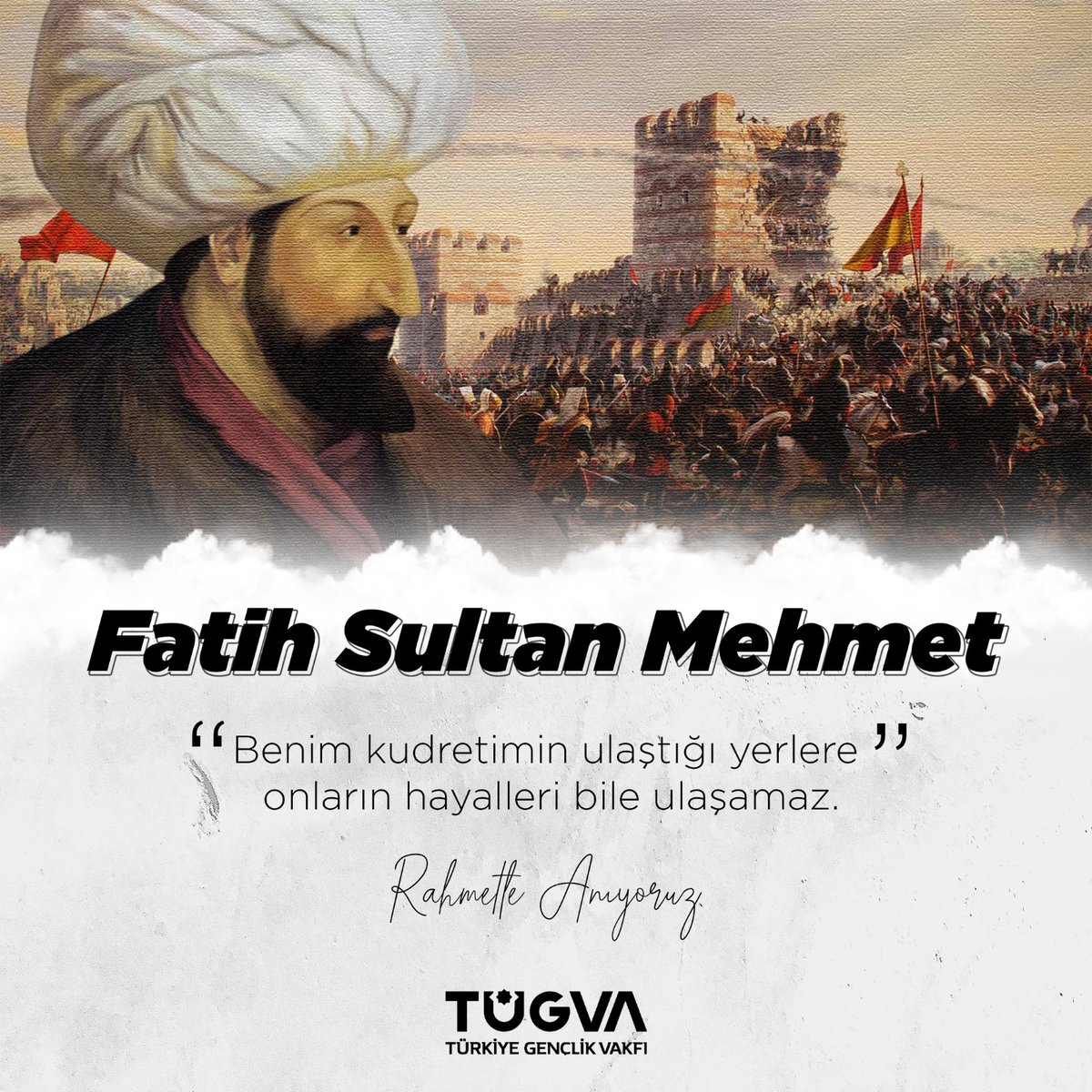 Kararlılığı ve vizyonuyla dünya tarihini değiştiren, çağ açıp çağ kapatan fetihler sultanı... Vefatının sene-i devriyesinde Fatih Sultan Mehmet Han'ı rahmetle yad ediyoruz. #FatihSultanMehmet