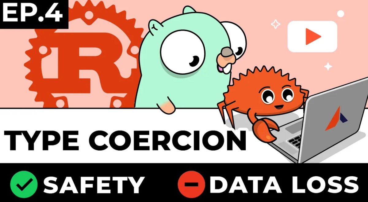 📢Rustaceans! Safe at Any Speed mini series, Episode 4! 🚨 In this episode, our #Rust Instructor, @herberticus, delves into type coercion, a fundamental aspect of programming languages, illustrating how converting between data types can lead to unexpected outcomes, akin to…