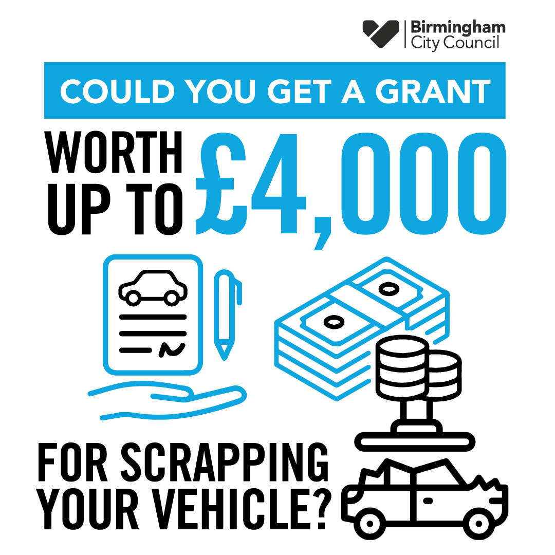 Live or work in the Clean Air Zone? You could claim a grant package worth up to £4,000 in exchange for scrapping your non-compliant vehicle.