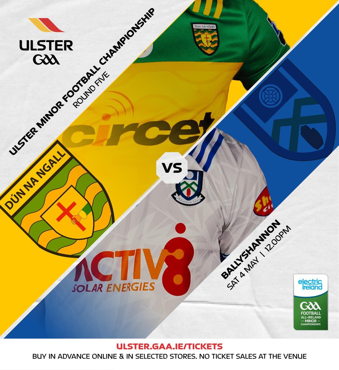 2024 @ElectricIreland @UlsterGAA Minor Football Championship Round Five🏐

Official Donegal GAA 🟨🟩v Monaghan ⬜️🟦  

🎟️ Buy tickets in advance online. No sales at venue
➡️ universe.com/events/electri…

#Ulster2024 #ThisIsMajor