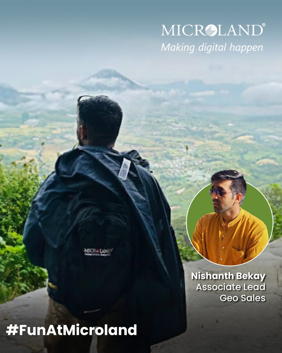 Meet Nishanth Bekay who, besides #MakingDigitalHappen, loves to quench his thirst for an adventure from time to time - like a riveting hike at Nandi Hills. And yes, Microland was with him at every step. Just look closer and you’ll know. #FunAtMicroland #Microland #ML35