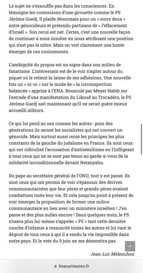 Ainsi @JLMelenchon ose désormais donner des leçons de judaïsme à ceux de ses contradicteurs « coupables » comme @JeromeGuedj d’être nés juifs. Un #antisémitisme crasse de #Mélenchon qui ne rappelle que trop le #PointDeDétail de @lepenjm #FranceIndigne #antisémite