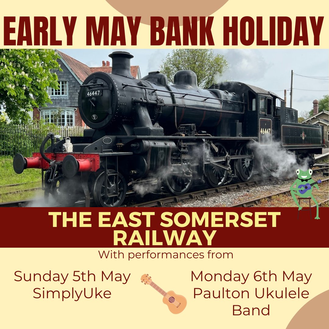🚂Early May Bank Holiday - Ukulele Performances 🛤️Head to the East Somerset Railway this early May bank holiday and enjoy a relaxing day reliving the nostalgia of steam travel. Click here to find out more- loom.ly/KtIgESs