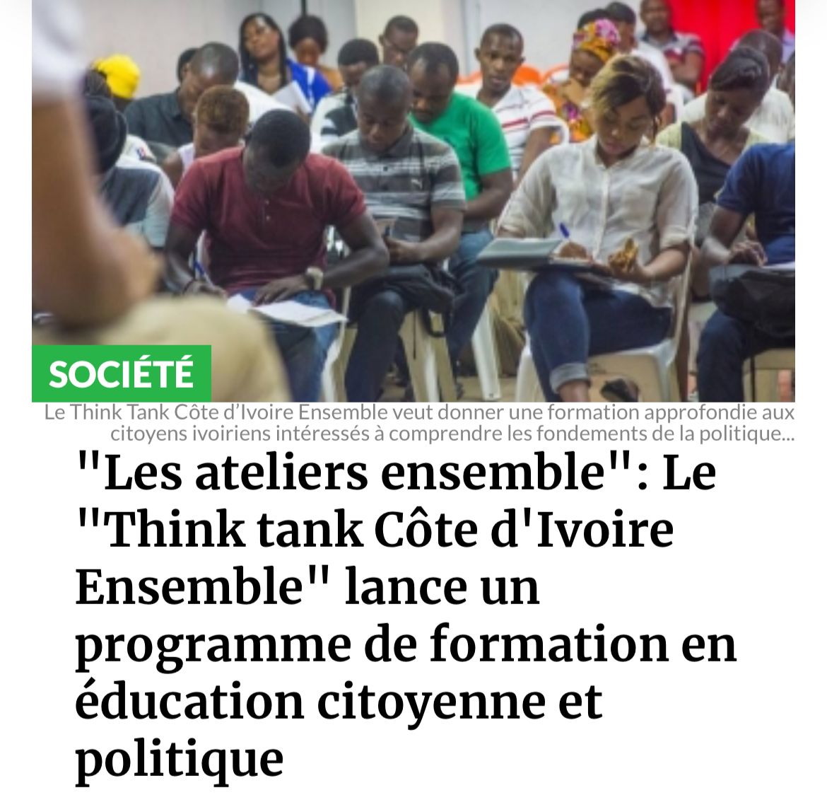 💬vous avez manqué l’info sur Le lancement des #AteliersEnsemble ? <a href="/fratmat/">Fraternité Matin</a> a fait le récap. 
A lire ici 🗞️👉urlr.me/HnNGm
#CivEdu