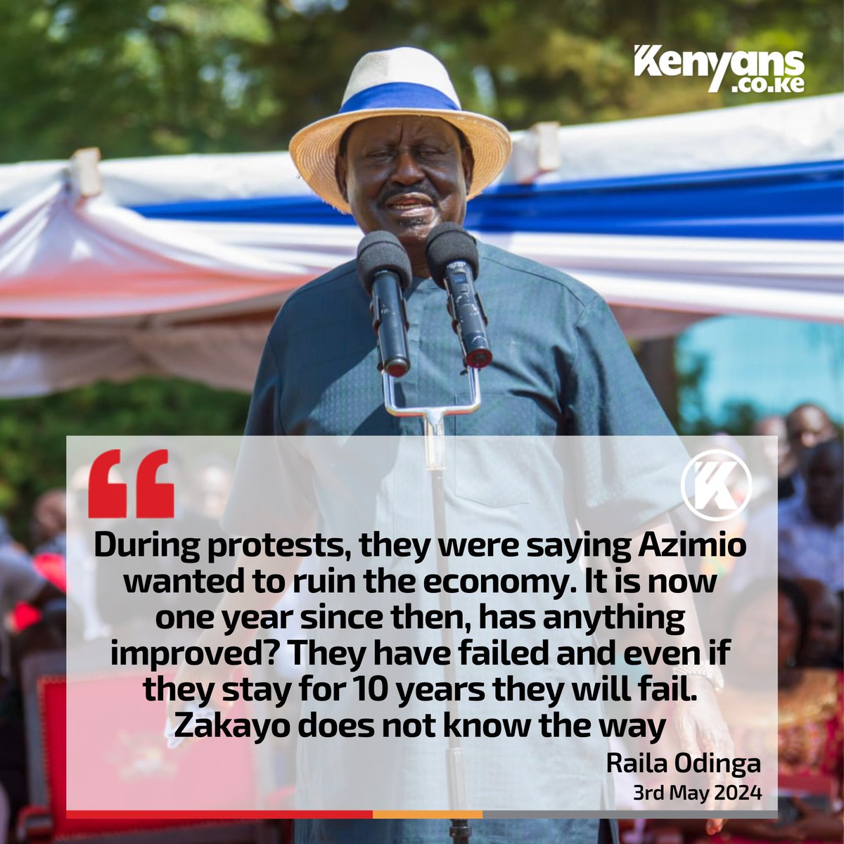 It is now one year since the protests, has anything improved? - Raila Odinga
