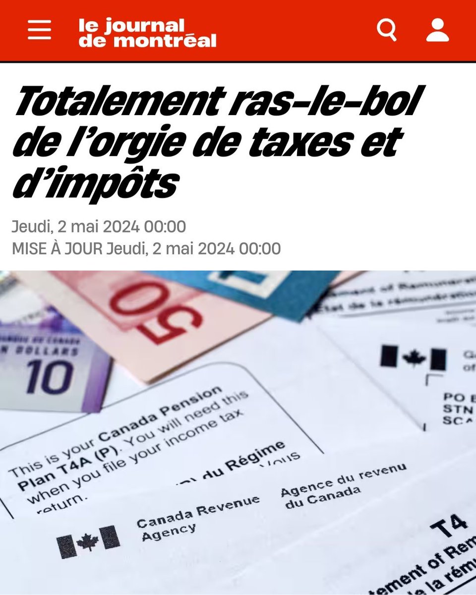 Trudeau (avec l'appui du Bloc) impose, taxe, et endette les Québécois. Je vais contrôler les dépenses pour réduire les coûts. « Totalement ras-le bol de l'orgie de taxes et impôts » journaldemontreal.com/2024/05/02/tot…