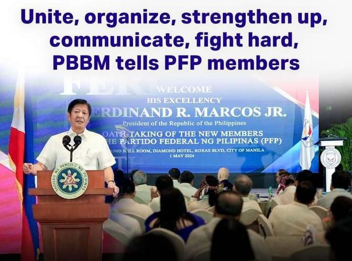 President Ferdinand R. Marcos Jr. on Wednesday called on members of the Partido Federal ng Pilipinas (PFP) to coalesce to get the upper hand in next year’s polls and provide the best service to the Filipino people clamoring  for unity and a stop on too much politicking. #news