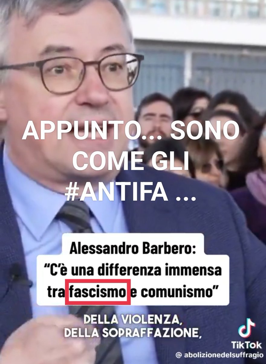 Adoro #alessandrobarbero
#Barbero 
#fascismo #AntiFascismo 
#comunismo #anticomunismo #cattocomunismo #bohemien #radicalchic #woke #cuckold #antifa #antifascisti #cessisociali #centrisociali 
#cattocomunisti #comunisti