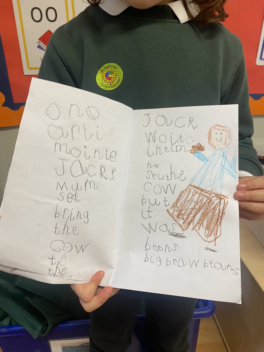 Look at this fantastic piece of busy learning from Ana in Reception. Their current topic is ‘Growing’ so Ana chose to create her own storybook based on Jack and the Beanstalk. She sounded out all the words herself! #continuousprovision #eyfs #cambridgeschools #jackandthebeanstalk