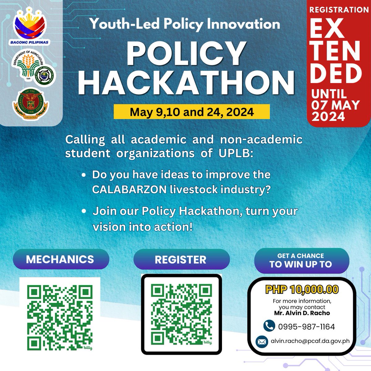 Missed the #Policy #Hackathon registration?

Worry no more! We heard you!

REGISTRATION IS EXTENDED.

Get the chance to develop innovative policy solutions, building your network & addressing challenges faced by the poultry & livestock sector.

Scan the QR code for more info!