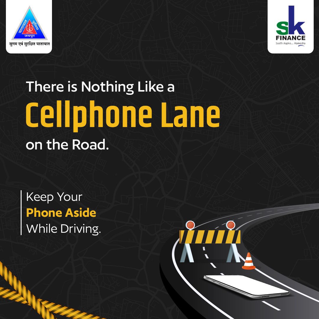 Keep your phone aside while driving. 📵

Let's prioritize safety and concentration behind the wheel.

#JaipurTrafficPolice #DriveSafe #SafetyFirst #FollowTrafficRules #DontTextAndDrive