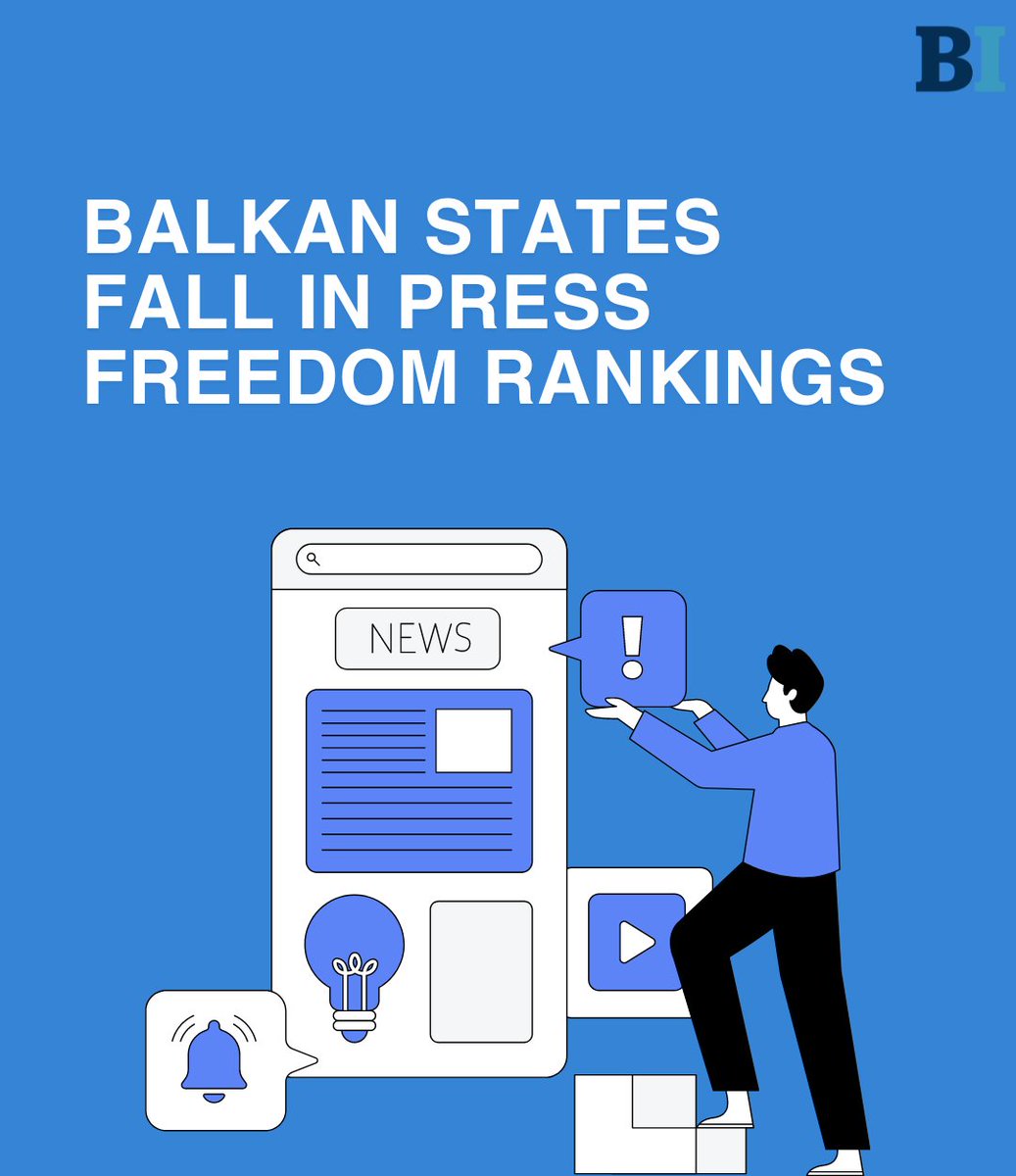 Four Balkan states slipped down the latest press freedom rankings compiled by Reporters Without Borders. Read more 👉 balkaninsight.com/2024/05/03/bal…