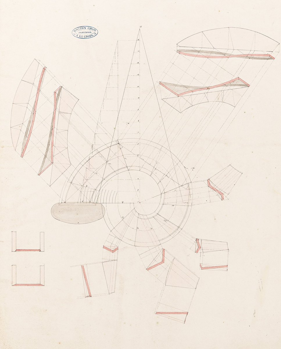 Charles Boston, ceiling for a conical staircase from a set of joinery and construction drawings, 1857