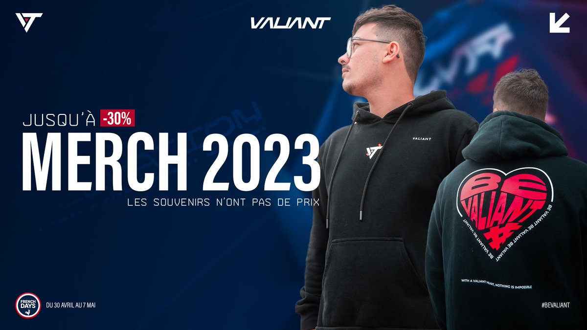 ValiantOfficiel's tweet photo. Dernière chance d'obtenir votre hoodie Valiant 2023 😉

Il n'en reste plus beaucoup, profitez de notre promo spéciale pour les French Days !

➡️https://t.co/ISWs1tkfNq…

#ELEVATION | #BeValiant 🚀 https://t.co/2pga48hY1a