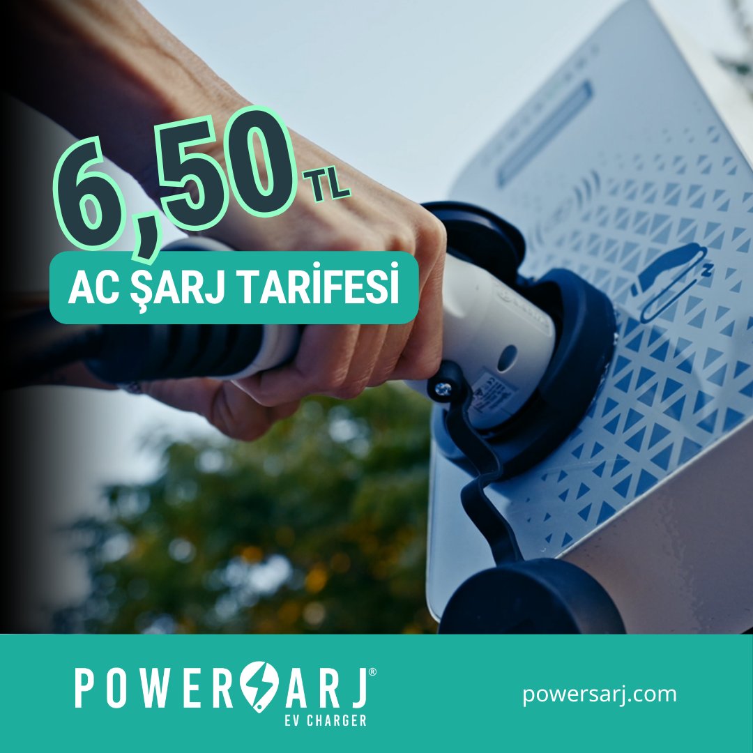 Elektrikli aracınızı şarj etmek için POWERŞARJ'ın 7,95 TL'lik fiyat tarifesini kullanabilirsiniz.⚡#ElektrikliAraçlar #Şarj #YeşilEnerji
