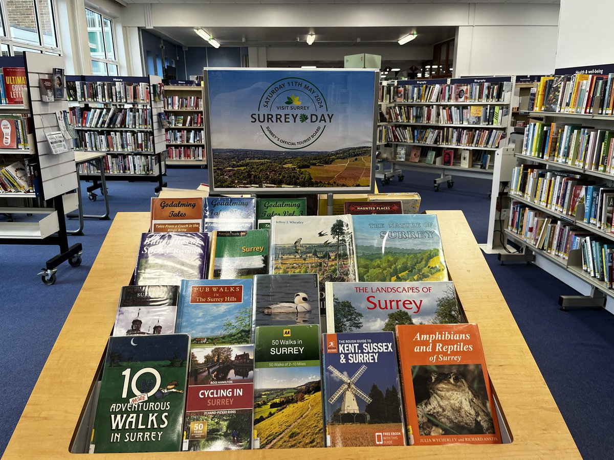 Saturday May 11th is Surrey Day! We're celebrating Surrey with a special display full of books to help you explore your county—you can celebrate with any of a variety of local events! Learn more about what'll be going on in your area here: visitsurrey.com/whats-on/surre… @SurreyLibraries