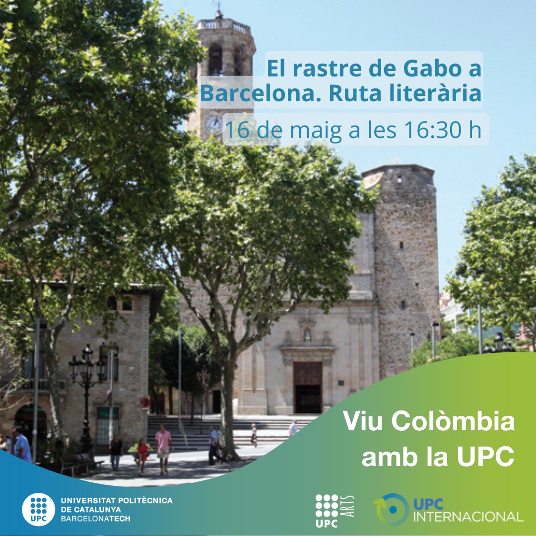 Pel 'Viu Colòmbia amb @la_UPC', el Gabinet de Relacions Internacionals i @UPC_Arts us proposem 3 activitats culturals lligades a Gabriel García Márquez, el Premi Nobel de Literatura colombià que tants vincles té amb Barcelona. Inscriu-te, les places volen! upc.edu/sri/ca/viu-col…