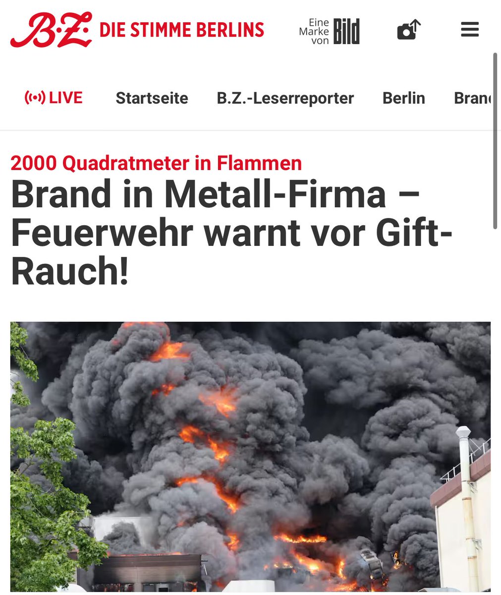 Der #Grossbrand gerade in Berlin begann bei der Firma Diehl Metall Applications. Sie gehört zum gleichnamigen Rüstungskonzern.