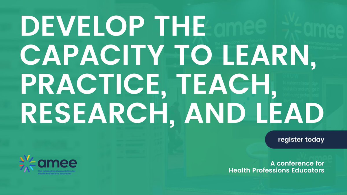 Transform Your Teaching. Register for AMEE 2024 today: ow.ly/XObI50ReVxP #AMEE2024 #Connect #Grow #Inspire #HPE #HealthProfessionsEducation #GlobalCommunity #ShapeTheFuture