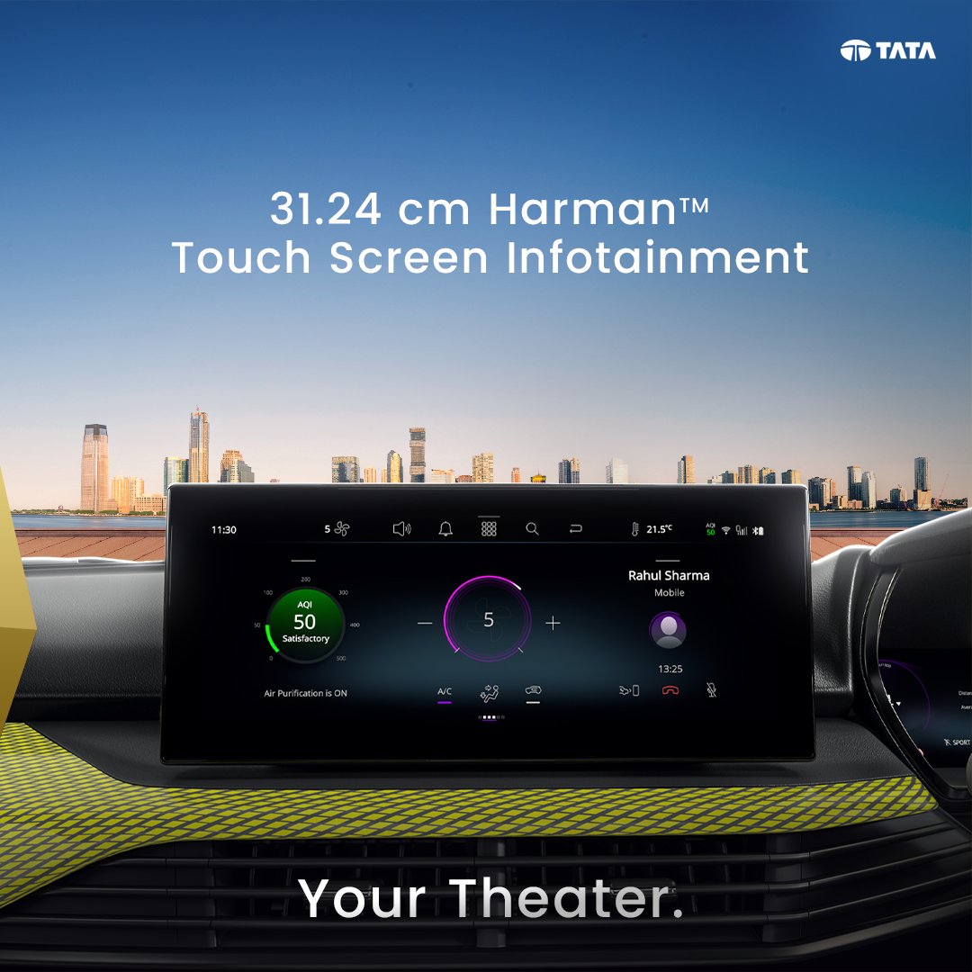 Indulge your senses with the ultimate in-car experience ft. 31.24 cm Harman Touchscreen Infotainment.​

​#WeAreWarriorsWeAreHarriers ​#NewHarrier #TataHarrier​ #TataMotorsPassengerVehicles