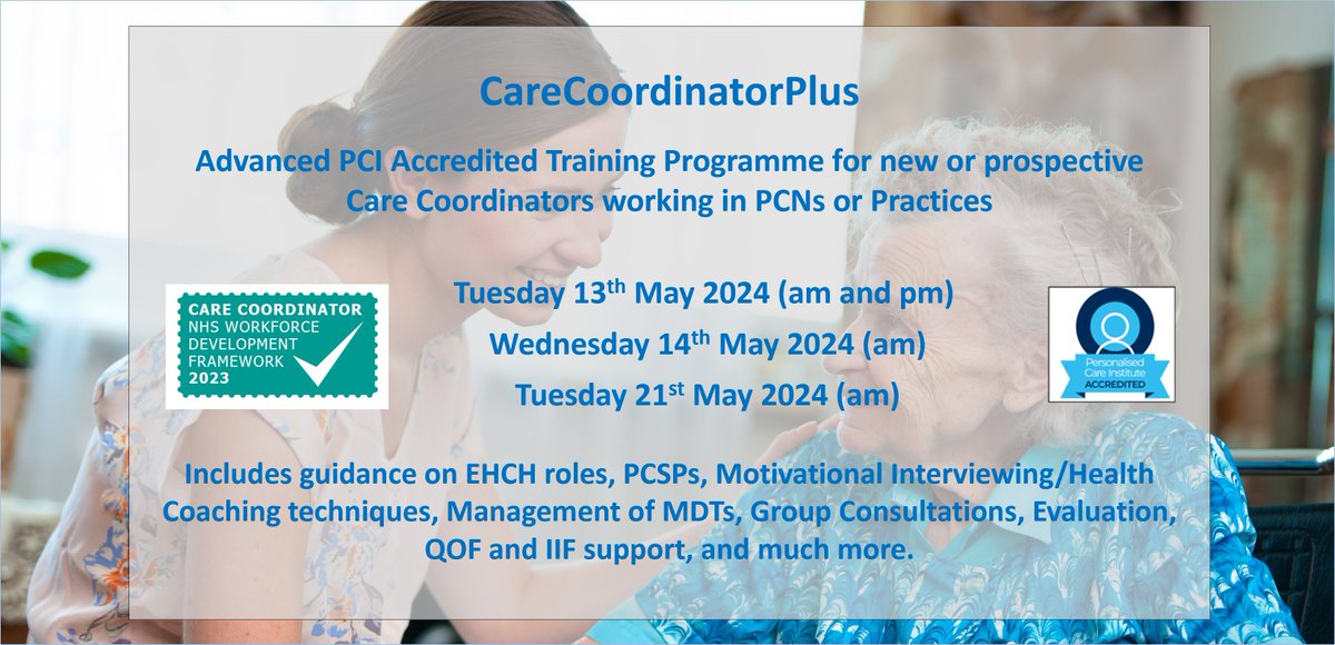 We have a couple of places left on our PCI Accredited CareCoordinatorPlus course starting Monday 13th May (all day) and Tuesday 14th May(am). Please visit dnainsight.co.uk/online-courses/ to view the course details & book a place. #CareCoordinator #PersonalisedCare