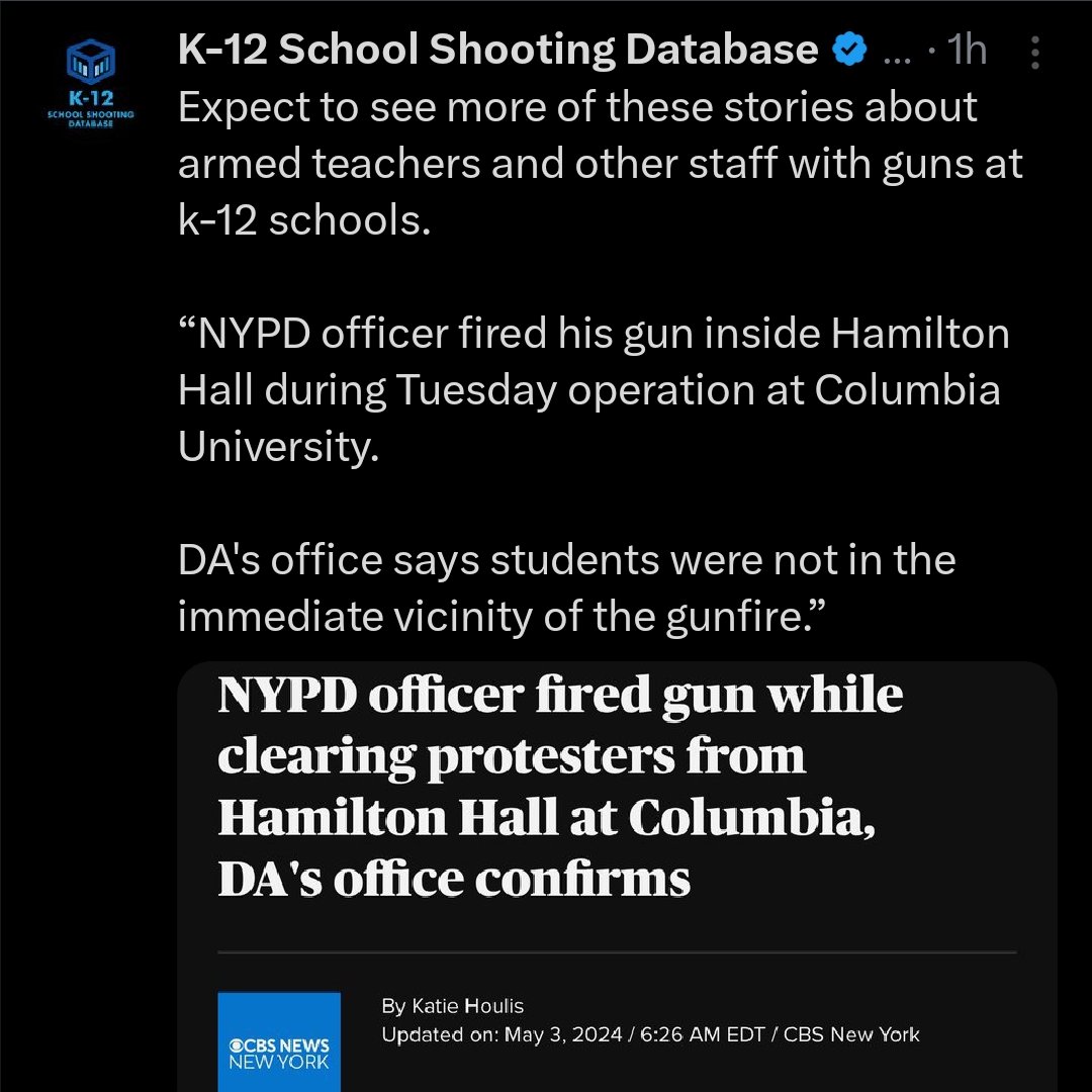 Now @K12ssdb says that because a police office fired a round during a riot clearing that armed teachers will be firing guns during normal school days 🤷

I hope he stretched properly before reaching that far 🤣