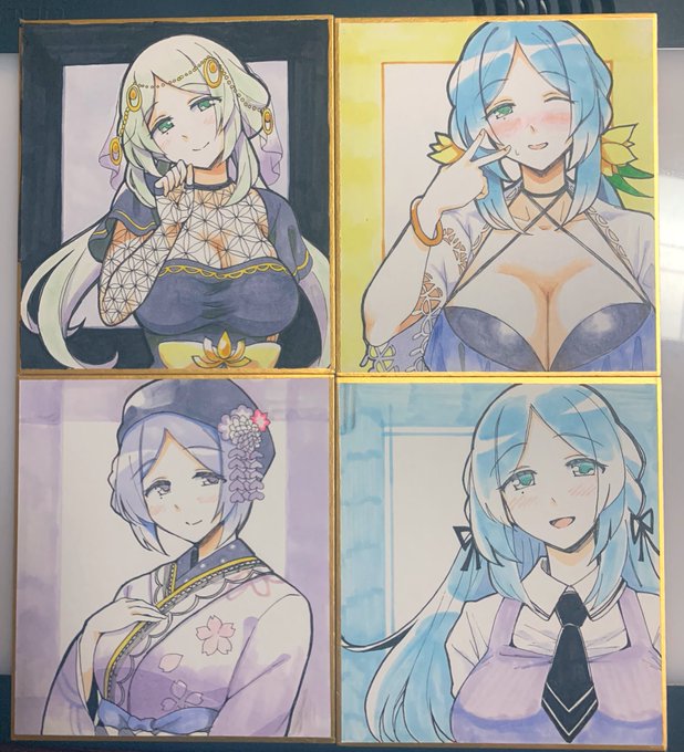 色紙何枚か仕上がりましたので、プリレコ当日持っていきます!一枚¥600、開場後しばらくしてからの頒布を予定しています。 