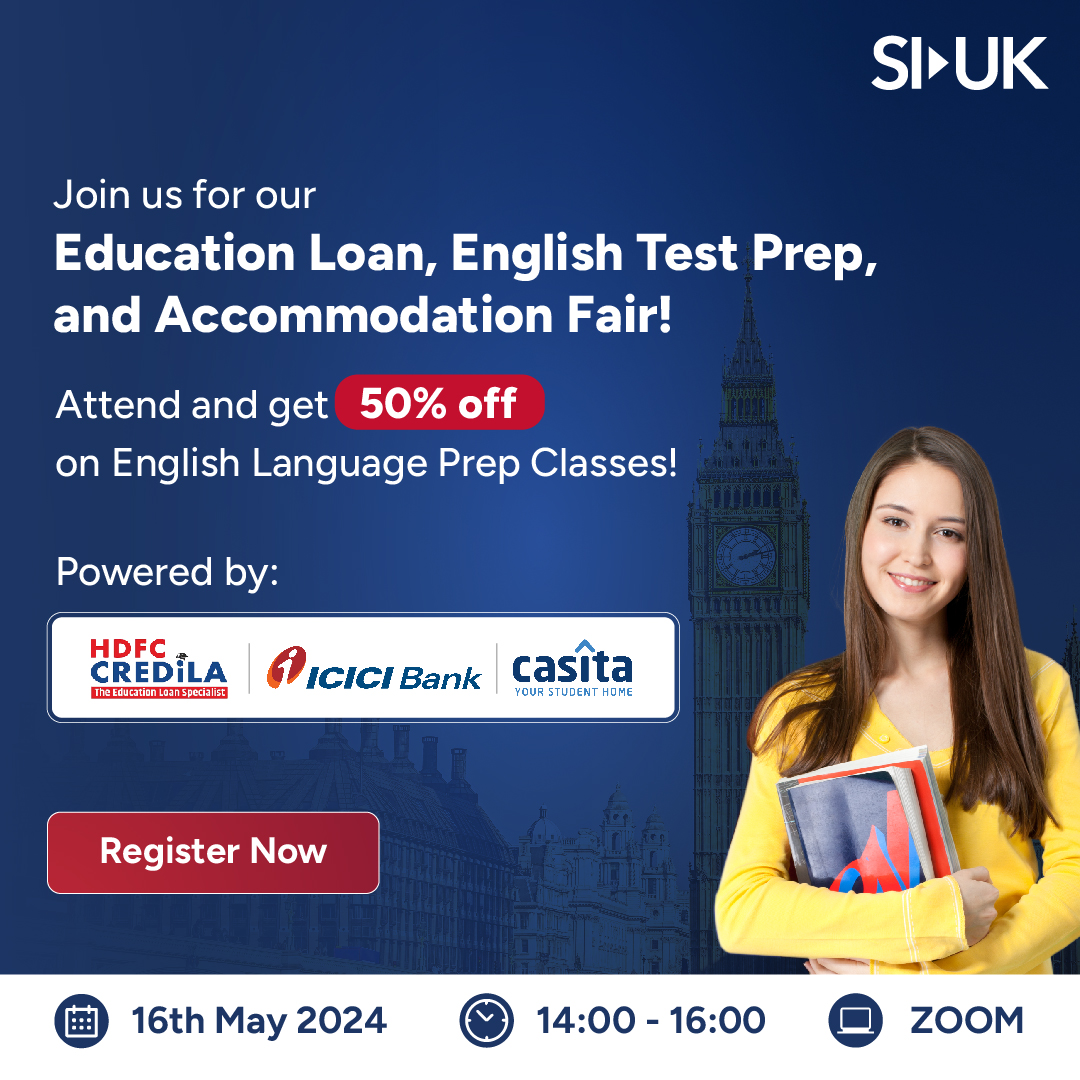 Attend our online Education loan, English test prep, and Accommodation Fair on 16th May from 2pm to 4pm on Zoom and get solutions to all your study abroad concerns in one place. Register at tinyurl.com/3czfp9ut