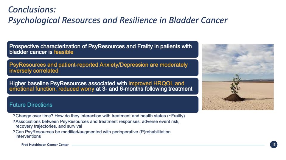 Proud to share the work exploring associations between #Resilience, #PsychologicalResources & #HRQOL and #MentalHealth in patients with bladder cancer @uwurology, led my incredible mentee, Erin Petersen MS2 @UW. Thank you @BladderCancerUS for supporting this work! #AUA2024