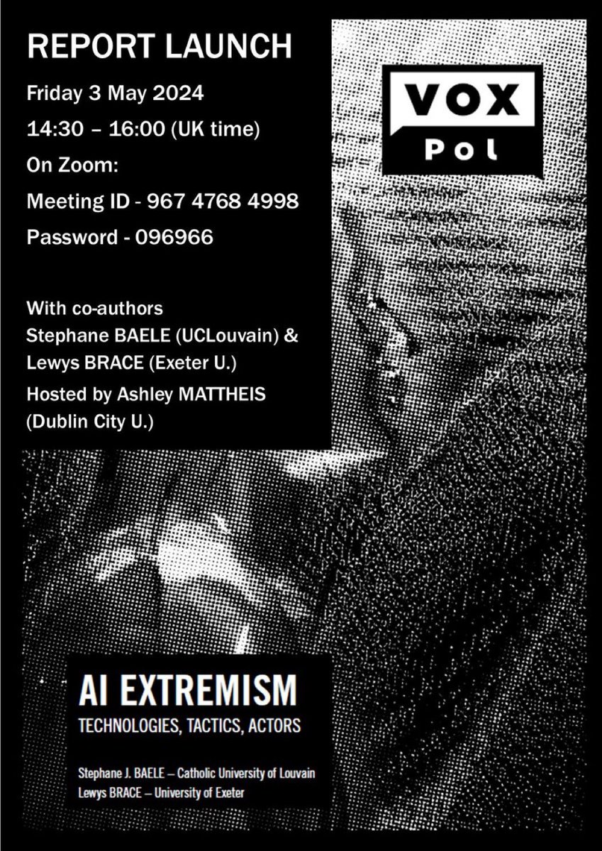 Join us in 15 minutes, 2.30pm UK time, for the launch of our latest report. The event will feature an overview of the report and Q&A with report co-authors @StephaneBaele & @Lew_Brace. It will be chaired by @aamattheis. All info you need to connect at voxpol.eu/new-vox-pol-re…