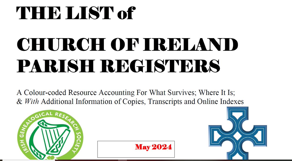 For BHW perusal the Colour-Coded List of Parish Records has been considerably updated with all new parish acquisitions <a href="/rcblibrary/">RCBLibrary</a> since Jan. 2023 accounted for here tinyurl.com/ysx632j4
<a href="/IGRS_1936/">IGRS</a>