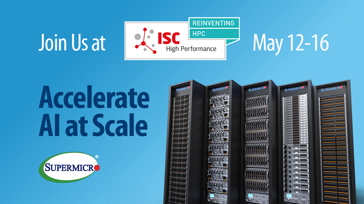 🖐Join #Supermicro at ISC High Performance in #Hamburg #Germany this year! 📅May 12 - 16, visit us at booth 📍G01, to discover more about the newest Rack-Scale Innovations to Drive AI Infrastructure Breakthroughs. 🔗Learn more: hubs.la/Q02vXpy-0