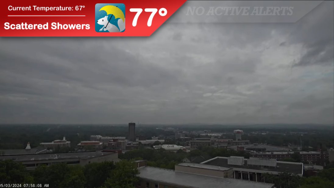 As the final day of Commencement begins for all our Seniors, we’re keeping an eye to the sky as scattered showers and storms linger in the area. Most precipitation will begin moving out by noon, so take this afternoon to celebrate to your heart’s content, #WKU grads! 🎓⛅️