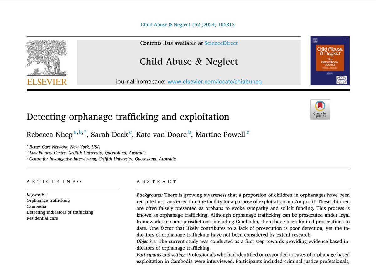 📚 Added to BCN Library: 'Detecting Orphanage Trafficking and Exploitation' - This study is a first step towards providing evidence-based indicators of orphanage trafficking. The article discusses the link between poor detection & the lack of prosecution: bit.ly/4b7BN3m
