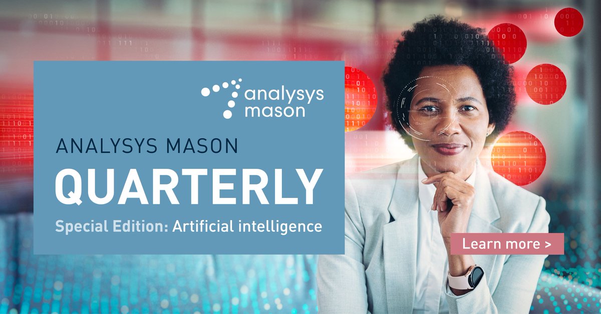 Analysys Mason Quarterly insights is now available online. This special edition of Quarterly concentrates on AI and its impact on the telecoms, media and technology sector: bit.ly/3QtxFC6 #AI #ArtificialIntelligence