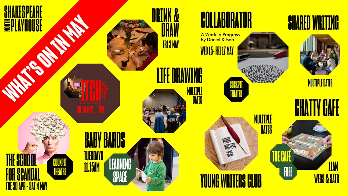 We've got so many exciting bits happening this May! For more information or to book onto any of the events, click here 👇 shakespearenorthplayhouse.co.uk/whats-on/