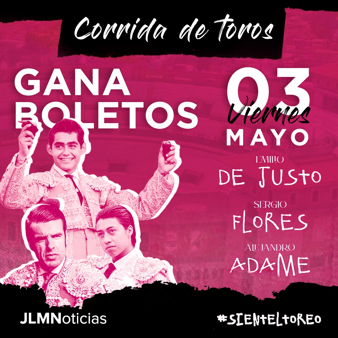 GANA BOLETOS para la gran corrida de toros de hoy 03 de mayo en la Plaza de Toros Monumental.

Solo necesitas:
1) Seguir a <a href="/JLMNoticias/">José Luis Morales</a>
2) Dale  ❤️ a esta publicación.
3) Retwittear nuestra imagen
4) Comenta #JLMNoticias me lleva a los toros.

La dinámica se cierra a las 12 pm y