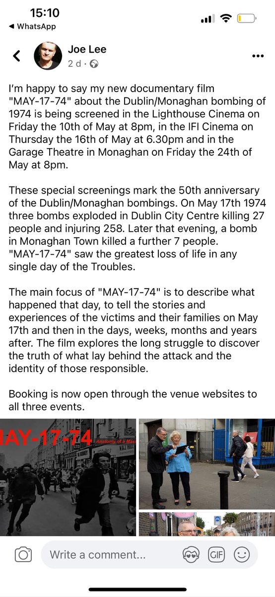 One of irelands most important documentary makers. Joe Lee. ⁦@LightHouseD7⁩ He touches important subjects with rigour , creativity and passion. May-17-74.