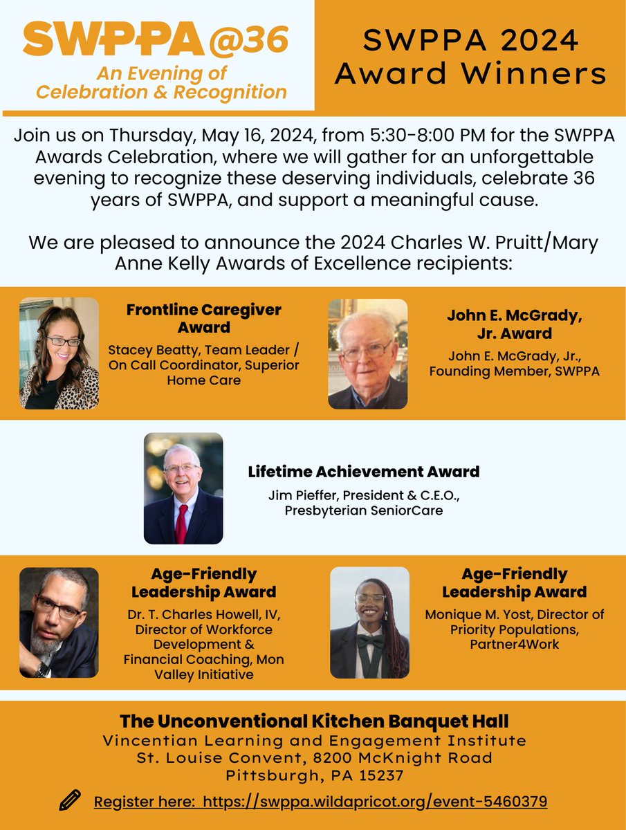 Exciting news!! We are thrilled to announce the winners of this year’s awards! Join us for an unforgettable evening honoring these outstanding individuals and celebrating 36 years of SWPPA! Register Today: swppa.wildapricot.org/event-5460379