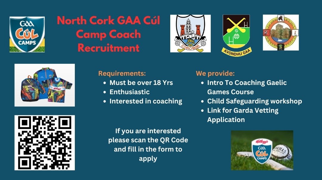 forms.office.com/e/s3Zjk6LNem

⚠️Calling all potential North Cork Cul Camp Coaches for the upcoming season!!⚠️

Please register your interest using the above form. 

We'll help with the rest!!