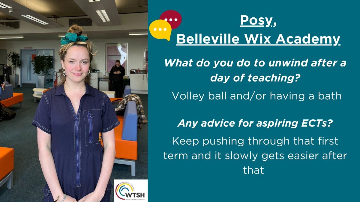 Meet our ECTs👋 

We had a chat with Posy, a reception teacher at <a href="/BellevilleWix/">Belleville Wix</a> about her advice for upcoming ECTs and how she unwinds after a day teaching.

Here is what she had to say:   

#ECTSuccessStories #GetIntoTeaching