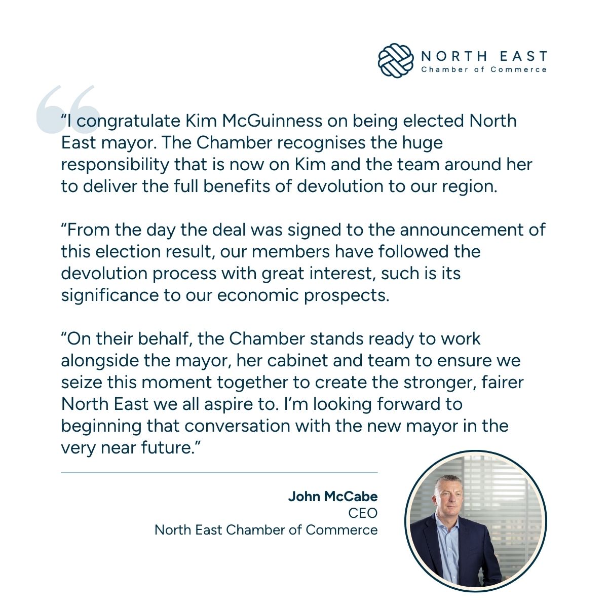 Read @NEChamberCEO reaction to the results of the North East mayoral election below 👇 #Election2024