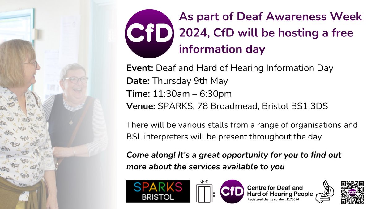 Less than one week until the CFD Deaf and Hard of Hearing information day. Visit the @NorthBristolNHS and @uhbwNHS stall to talk to us about our patient engagement platform @WeAreDrDoctor, which sends you text messages with appointment notifications and health questionnaires.