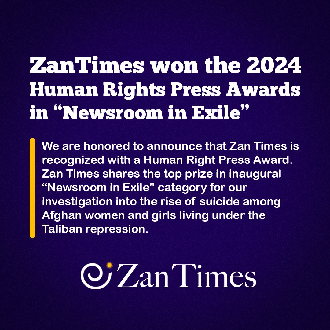 Zan Times has won the 2024 Human Rights Press Awards in “Newsroom in Exile”. hrw.org/news/2024/05/0… @FrontierMM